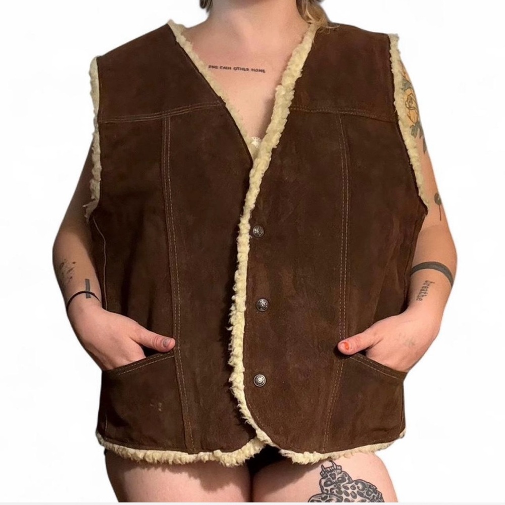Source Unknown Brown Corduroy Vest with Sherpa Lining